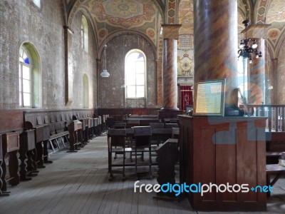 Synagogue, Interior And Religious Objects   Stock Photo