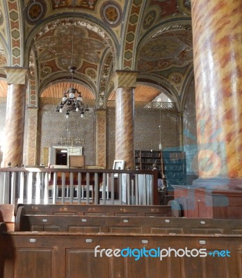 Synagogue, Interior And Religious Objects  Stock Photo