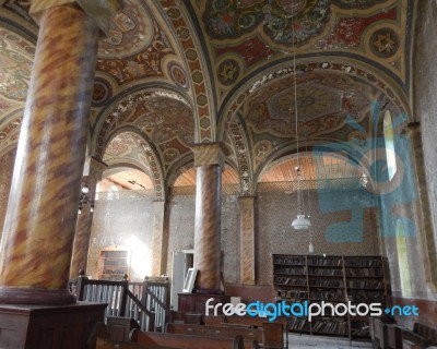 Synagogue, Interior And Religious Objects  Stock Photo