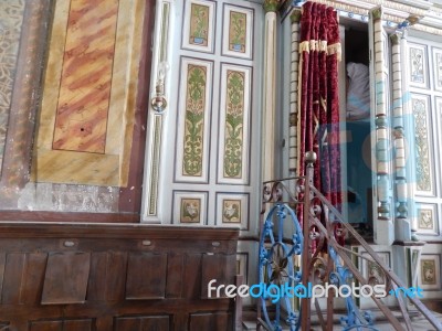 Synagogue, Interior And Religious Objects  Stock Photo