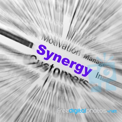 Synergy Sphere Definition Displays Team Work And Cooperation Stock Image