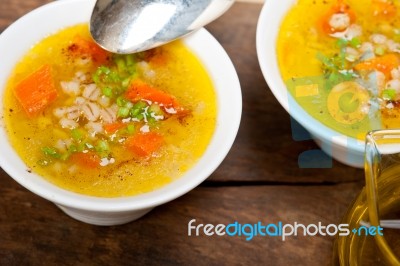 Syrian Barley Broth Soup Aleppo Style Stock Photo