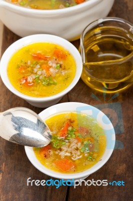 Syrian Barley Broth Soup Aleppo Style Stock Photo