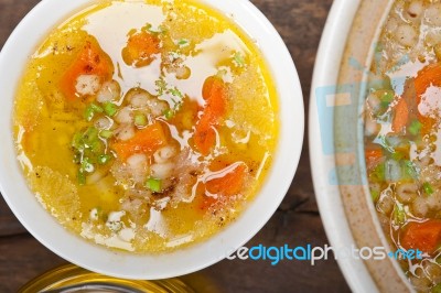 Syrian Barley Broth Soup Aleppo Style Stock Photo