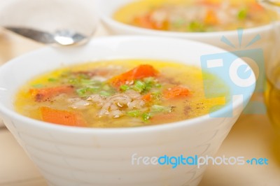 Syrian Barley Broth Soup Aleppo Style Stock Photo