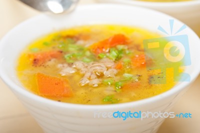 Syrian Barley Broth Soup Aleppo Style Stock Photo