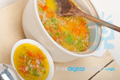 Syrian Barley Broth Soup Aleppo Style Stock Photo