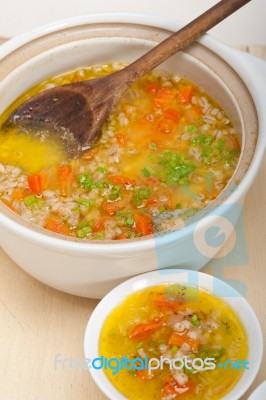 Syrian Barley Broth Soup Aleppo Style Stock Photo