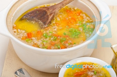 Syrian Barley Broth Soup Aleppo Style Stock Photo