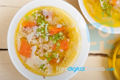 Syrian Barley Broth Soup Aleppo Style Stock Photo