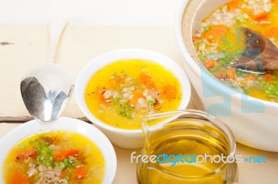 Syrian Barley Broth Soup Aleppo Style Stock Photo