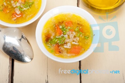 Syrian Barley Broth Soup Aleppo Style Stock Photo