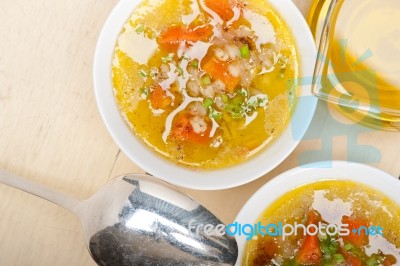 Syrian Barley Broth Soup Aleppo Style Stock Photo