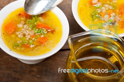 Syrian Barley Broth Soup Aleppo Style Stock Photo