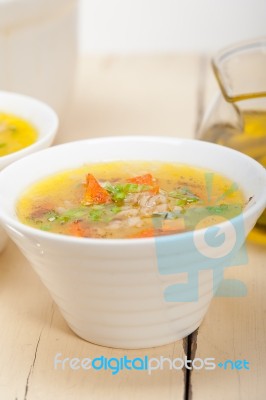 Syrian Barley Broth Soup Aleppo Style Stock Photo