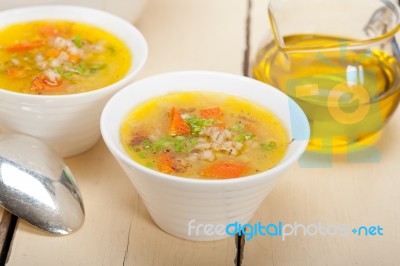 Syrian Barley Broth Soup Aleppo Style Stock Photo