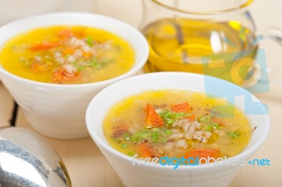 Syrian Barley Broth Soup Aleppo Style Stock Photo