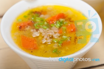 Syrian Barley Broth Soup Aleppo Style Stock Photo