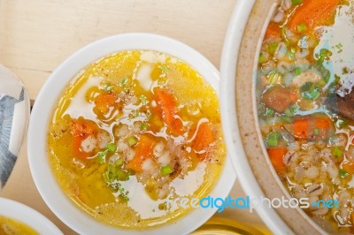 Syrian Barley Broth Soup Aleppo Style Stock Photo