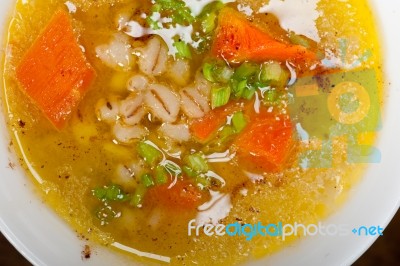 Syrian Barley Broth Soup Aleppo Style Stock Photo