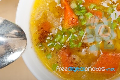 Syrian Barley Broth Soup Aleppo Style Stock Photo