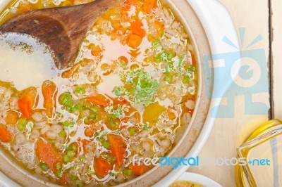 Syrian Barley Broth Soup Aleppo Style Stock Photo