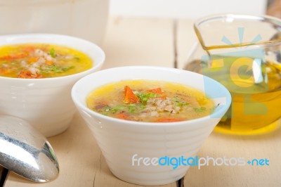 Syrian Barley Broth Soup Aleppo Style Stock Photo