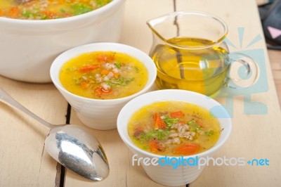 Syrian Barley Broth Soup Aleppo Style Stock Photo