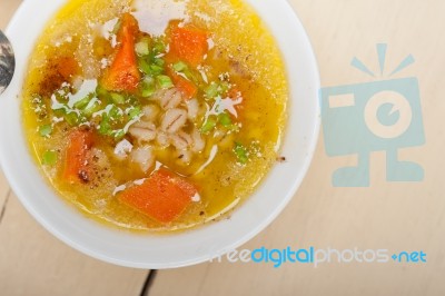 Syrian Barley Broth Soup Aleppo Style Stock Photo