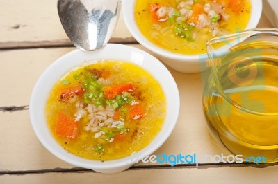 Syrian Barley Broth Soup Aleppo Style Stock Photo