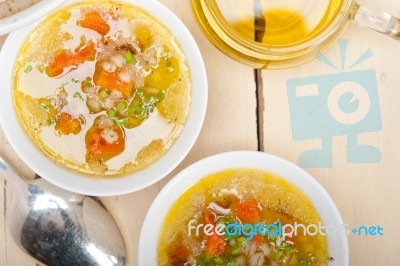 Syrian Barley Broth Soup Aleppo Style Stock Photo