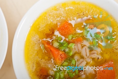 Syrian Barley Broth Soup Aleppo Style Stock Photo