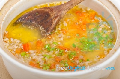 Syrian Barley Broth Soup Aleppo Style Stock Photo