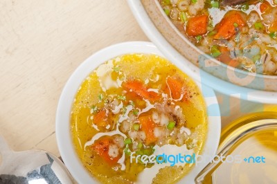 Syrian Barley Broth Soup Aleppo Style Stock Photo