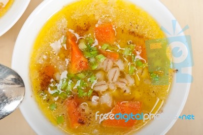 Syrian Barley Broth Soup Aleppo Style Stock Photo