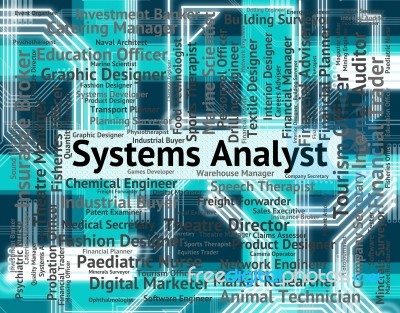 Systems Analyst Indicates Analyze Computing And Occupations Stock Image