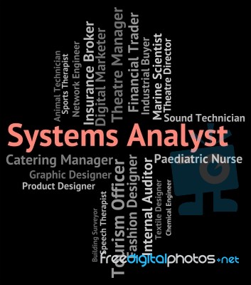 Systems Analyst Shows Analysers Analyser And Jobs Stock Image