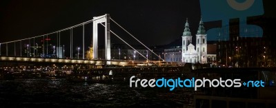 Szent Anna Templom Illuminated At Night In Budapest Stock Photo