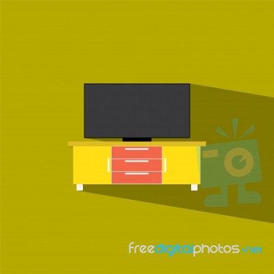 Table And Television Flat Icon   Illustration  Stock Image