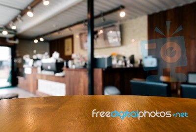 Table Blank Space In Coffee Shop Stock Photo