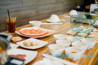 Table Full With Food Stock Photo