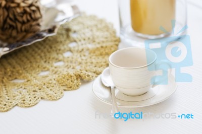 Table With A Coffee Cup Stock Photo