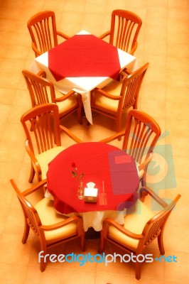 Tables In Restaurant Stock Photo