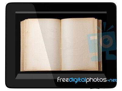 Tablet Computer And Book Stock Image