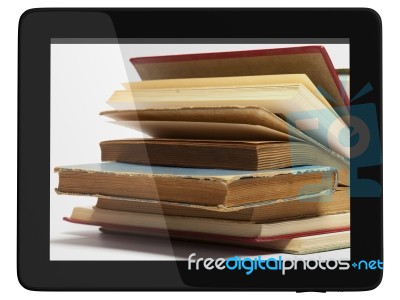 Tablet Computer And Books Stock Image