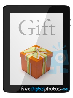 Tablet Computer And Gift Stock Image