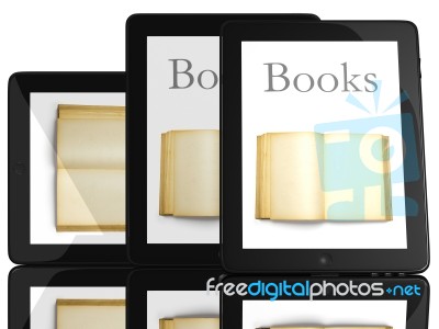 Tablet Computer With Books Stock Image