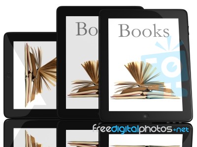 Tablet Computer With Books Stock Image