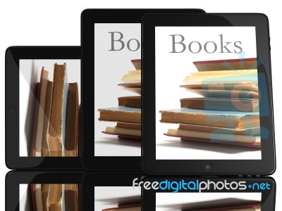 Tablet Computer With Books Stock Image