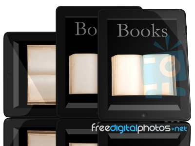 Tablet Computer With Books Stock Image